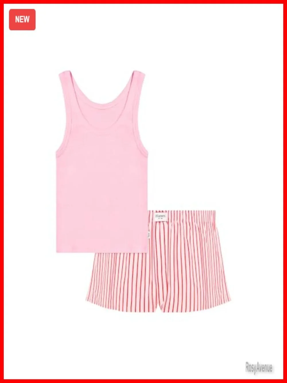 Women's Pajama Set - Tank Top & Boxer Shorts - Cotton-Blend Loungewear Set